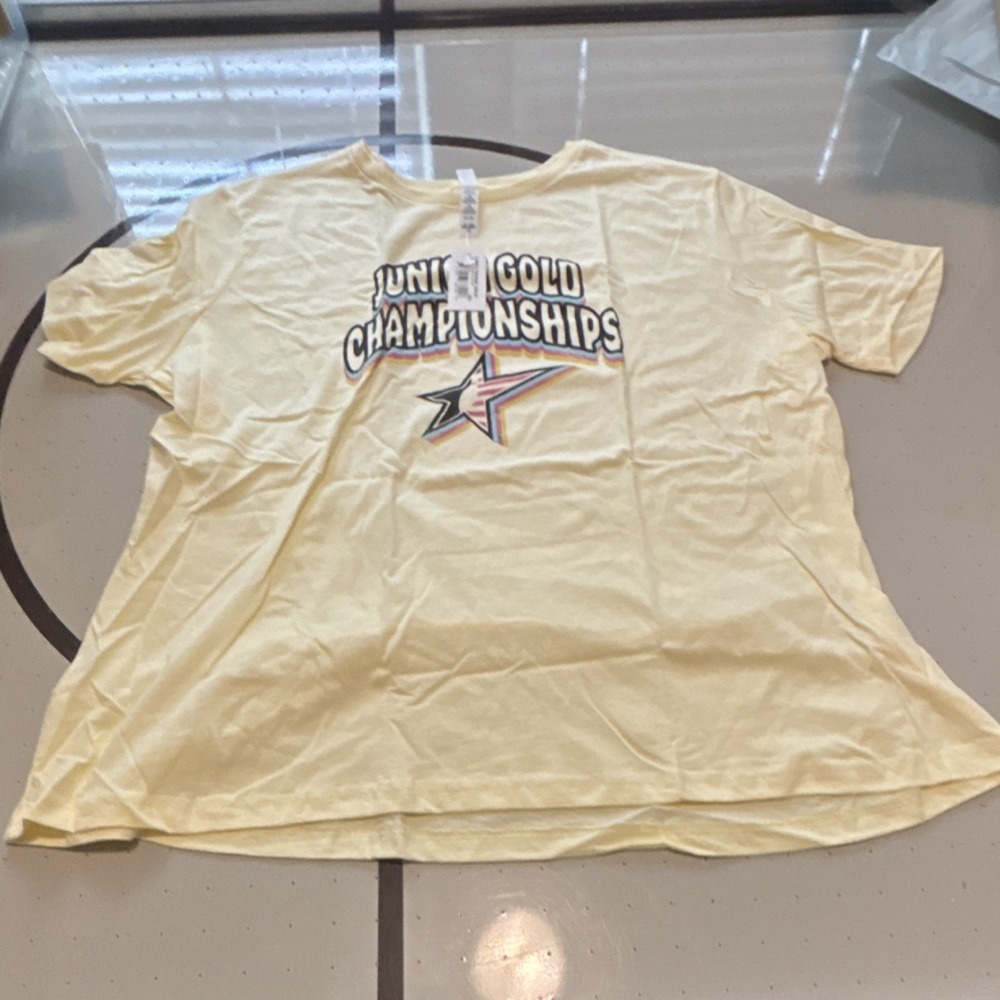 Junior Gold Championships Graphic Crew Neck Yellow T-Shirt Women 2XL